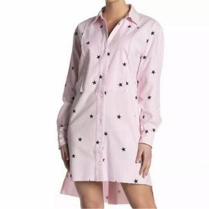 Current Elliot Rosie Star Shirt Dress, Light Pink With Black Stars